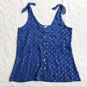 Moonlight Blue Tie Shoulder Tank Top